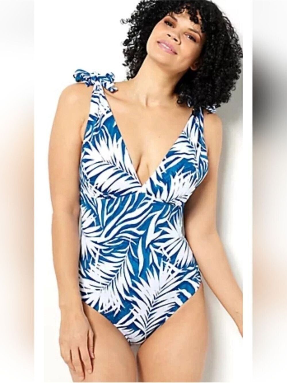 KIM GRAVEL TIE SHOULDER 1 PIECE TUMMY CONTROL SWIMSUIT SIZE 14 NWT